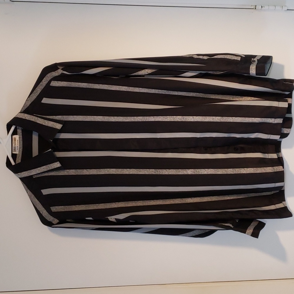 Loris Azzaro Black and Gray Button Shirt.